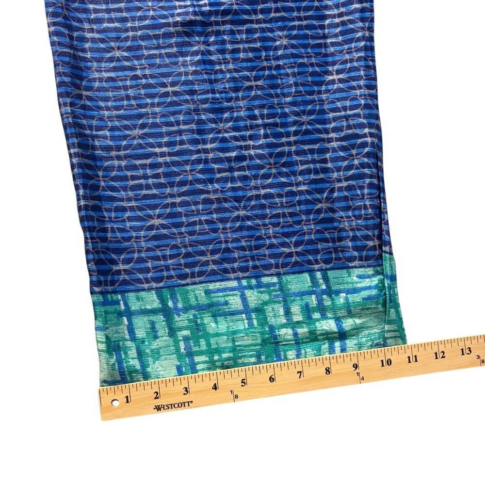 ETC Strapless Paisley Jumpsuit One Size Blue Aqua Wide Leg Tassel Waist - Picture 6 of 11